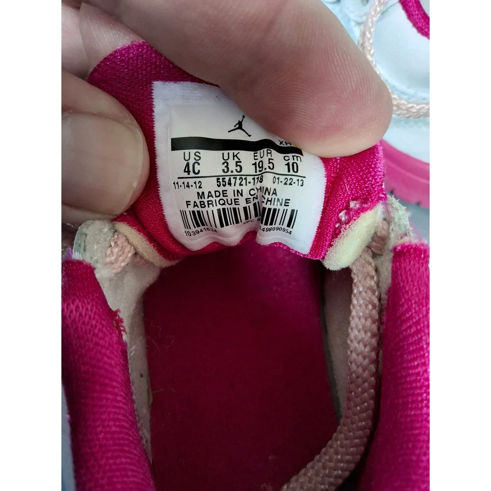 Jordan 1 Mid Toddler White Pink Fuchsia Sneakers 554725-107 Size 4C